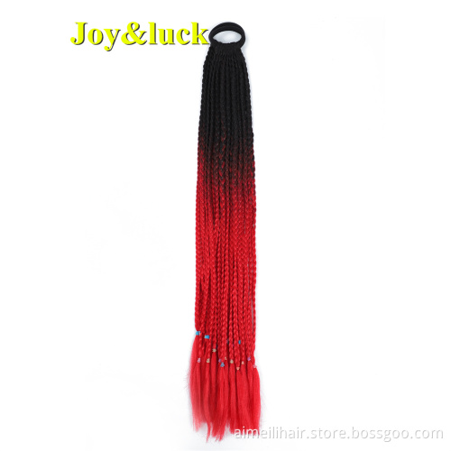 Wholesale Price Braids Wig24Inch12Roots Ombre Color Synthetic Crochet Braided Hair Extensions Rubber Band Two-color Ponytail Wig